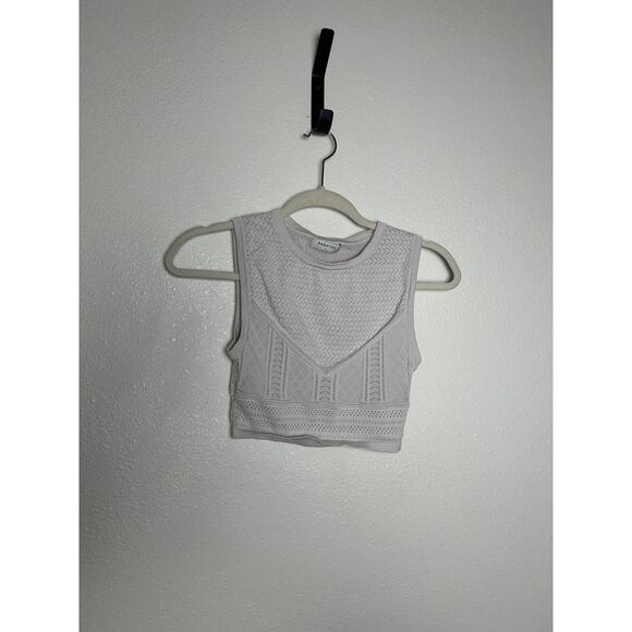 Aritzia Pointelle Cropped Tank Activewear Athleisure - White / Small - Picture 1 of 4